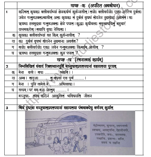 CBSE Class 6 Sanskrit Worksheet Set A